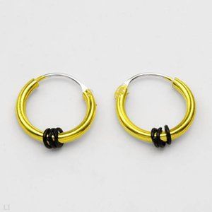 NEW  18K gold over 925 SS  Small Hoop Earrings 1/5 in x 1/2 in